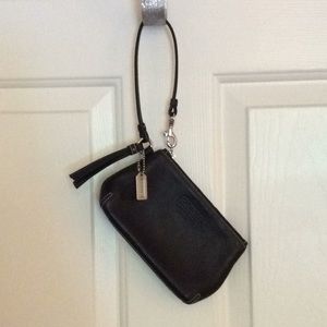 Black Leather Coach Wristlet
